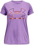 Under Armour Girls Tech Big Logo Short Sleeve T-Shirt, (562) Digi Purple/Charged Cherry/After Burn, Youth Medium