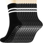 Gendewiner 6 Pairs Black Non Slip Yoga Grip Pilates Socks for Women&Men Anti Slipper Grippy Socks for Ballet, Hospital, Dance, Trampoline, Barre