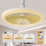 Ceiling Fans with Lights, ROMASS Ceiling Fan Indoor Enclosed 10" with Light and Remote 3 Colors Infinitely Adjustable LED Mini Ceiling Fans for Bathroom/Bedroom/Living Room/Garage/Kitchen