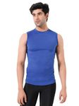 LYCOT Men's Sleeveless Net Rash Guard | Nylon Athletic Compression Top for Swimming & Outdoor Activities -R.Blue