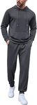 COOFANDY Men's 2 Pieces Tracksuit Casual Sweat Suit Active Outfits Jogging Set Dark Grey Large