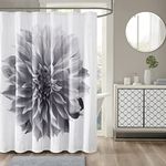 Madison Park Norah Cotton Shower Curtain, Oversized Realistic Floral Print Design, Modern Bathroom Décor, Machine Washable, Fabric Privacy Screen, 72x72, Grey