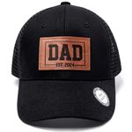 Dad Est 2024, Perfect New Father Gift, First Dad Hat Fathers Day Birthday Gifts for 1st Dad Papa Trucker Baseball Cap, Black, One Size