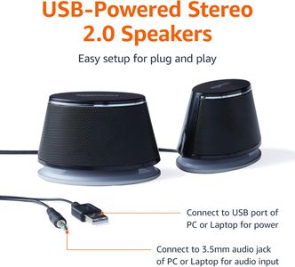 Amazon Basics Stereo PC Speakers – Compact Desktop Audio