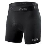 FDX Men’s Cycling Underwear 3D Padded Anti-Bac Breathable MTB Bike Liner Undershorts, Anti-Slip Design Quick Dry Highly Elasticated Lightweight Bicycle Boxer Shorts (X-Large) Black