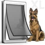 Yicostar Aluminum XL Dog Door for Exterior Door,Open Size:24.4" H x 13.8" W,Heavy Duty Doggy Door with Enclosed Magnetic Flaps,Extreme Weather Doggie Doors for Large and Extra Large Dogs Up to 220Lbs