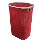 Cello Creta Laundry Bag/Basket with lid, Maroon, 50 Ltrs.