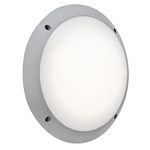 Britalia Grey Outdoor Modern Round Flush Bulkhead Wall Light with Opal Diffuser | 30cm Diameter | IP66 Rated | 1 x ES E27 Lamp Required | Garden - Patio - Security | Polycarbonate Resin Coastal