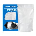 Loud Lock Mylar Bags Smell Proof 1/4 Ounce All White - 100 Count 6.7" X 4" 6mill Thickness - Packaging Bags - Mylar Bags For Food Storage - Resealable Bags - Smell Proof Bags