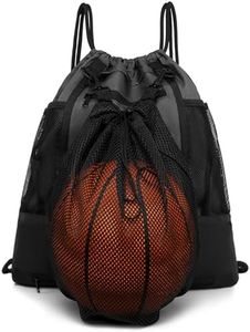 Lohol Drawstring Basketball Backpack with Bottle Holder for Sports Gym Yoga Swim Workout Beach Camp, Waterproof Training Equipment Bag with Detachable Mesh Bag fit Volleyball Soccer (Dark Grey)