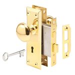 Prime-Line Products E 2293 Keyed Mortise Lock Set, Brass Knobs