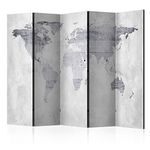 murando Decorative Room Divider World map 225x172 cm / 89"x68" Single-Sided Folding Screen 5 Panels Room Partition Non-Woven Canvas Print Opaque Photo Display k-A-0015-z-c