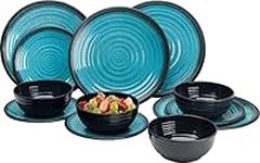 Granite Aqua Premium Plus 12pc Dinner Set Melamine Tableware Dinnerware Caravan Accessories