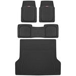 Motor Trend FlexTough™ Deep Dish Plus Rubber Car Floor Mats with Trunk Mat Cargo Liner, Front & Rear Combo Set fits Most Car SUV Van Coupe Sedan, Heavy Duty All Weather Trim to Fit