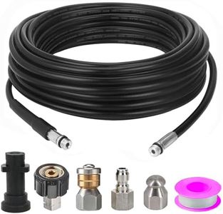 Pressure Washer Sewer Jetter Kit - 1/4 Inch NPT Cleaner Hose (32.8FT), M22 Coupler, 1/4" Quick Plug, Rotating Nozzle, Button Nosejetter Nozzle, for Karcher Adapter, Waterproof Tape
