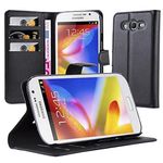 cadorabo Book Case works with Samsung Galaxy GRAND in OXID BLACK - with Magnetic Closure, Stand Function and Card Slot - Wallet Etui Cover Pouch PU Leather Flip