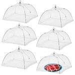 WISDOMWELL Pop-Up Mesh Food Covers Tent Umbrella 6 Pack 17 inch Reusable and Collapsible Screen Net Protectors for Outdoors Parties Picnics BBQs Keep Out Flies Bugs Mosquitoes