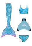 Planet Mermaid Kids Deluxe Mermaid Tail Set for Girls inc Blue Magic Fin, Tail, Tankini Top & Briefs. Aqua Daydreamer, 6-7 Years