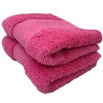 Sue Rossi Guest Towels 30 x 50cm Set Of 2, Organic Turkish Combed Cotton, 600gsm Thick, Soft & Absorbent Bathroom Or Kitchen Small Hand Towel, Face Cloth (Pink, 2)