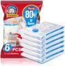 BoxLegend Lot de 6 Sacs de Rangement sous Vide Aspirateur, 6 * 80x60cm Sac de Compression Voyages Sacs Pour Vêtements Réutilisables pour Matelas, Tente, vêtements, Couettes, Literie, Oreillers