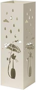 Baroni Home Portaombrelli Design Moderno Porta Ombrelli in Metallo Bianco con Gatto con 2 Gancini e Vaschetta Scolapioggia Rimovibile 15,5X15,5X49 cm