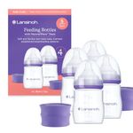 Lansinoh Anti Colic Baby Bottle - 4 x 160ml - NaturalWave® Slow Flow Teats Reduces Nipple Confusion + New Stackable Lid Breast Milk Storage Bottles Breastfeeding Bottle Feeding - Baby Bottles