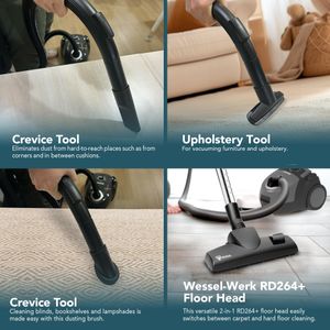 Akitas C5 Bagged Vacuum Cleaner – 850W, HEPA, 9m Reach, Pet & Allergy, Wessel-Werk Head