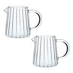 CHOOLD Elegant Wave Shaped Glass Creamer Coffee Milk Creamer Pitcher/Serving Pitcher/Sauce Pitcher/Milk Creamer Jug for Kitchen 8.5 oz, Set of 2