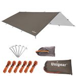 Unigear Hammock Rain Fly Waterproof Tent Tarp, UV Protection and PU 3000mm Waterproof, Lightweight for Camping, Backpacking and Outdoor Adventure (Brown, 300x300cm)