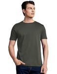 Symbol Premium Men's Super Soft Round Neck Solid T-Shirt: Regular Fit (SYP-A22-TS-01_Battle Green_2XL)