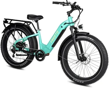Favoto 750W Fat Tire Ebike, 48V 14Ah, 26" Electric Mountain Bike for Adults, 60 Miles, 20mph, 7-Speed, LCD, Mint Green