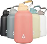 BJPKPK 1 Gallon Water Bottle Insulated, Dishwasher Safe 128oz Large Water Jug with Metal Handle & BPA Free Spout Lid, Stainless Steel Metal Water Bottle for Gym, Sports & Hiking, Pink