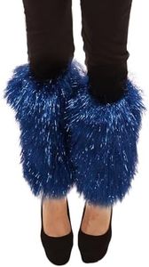 HPO Adult Unisex Tinsel Party Leg Warmers, Suitable for Halloween and Cosplay, Flame-retardant Tinsel (Blue)