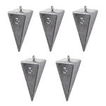 Zuiwan 5PCS Pyramid Fishing Weights Sinkers,Lead Fishing Weights for Saltwater Fishing,Triangle Fishing Sinkers and Weights for Surf Fishing,3oz