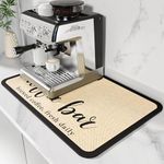 DK177 Coffee Mat Coffee Bar Mat Hide Stain Absorbent Drying Mat with Waterproof Rubber Backing Fit Under Coffee Maker Coffee Machine Coffee Pot Espresso Machine (Coffee Bar, 19''X12'')