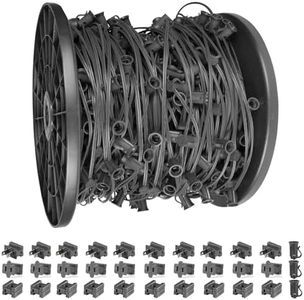 Encoidoz 500FT C7 Light String, E12 Socket 12" Spacing, C7 Christmas Stringer Outdoor Black Stringer for Wedding Patio Event Lighting Decor, Black Wire