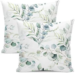 AEIOAE Spring Sage Green Pillow Covers 20x20 Inch Set of 2,Watercolor Eucalyptus Floral Throw Pillows Case,Seafoam Leaves Print Square Cushion Cover Outdoor Leaf Decor for Home Sofa Bed (ZHH121401)