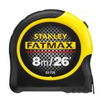 STANLEY FATMAX Tape Measure Blade Armor 8 M Metric and 26 FT Imperial Shock Resistant with Mylar Coating and Cushion Grip 0-33-726