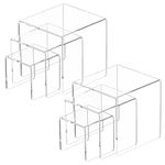 NIUBEE 2 Set Acrylic Risers Display for Funko POP Figures,Clear Cake Stands for Candy Dessert Table Decorations-3"x4"x5"