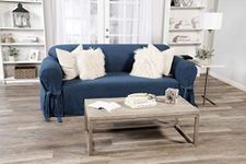 Classic Slipcovers one Piece loveseat slipcover, Denim Blue