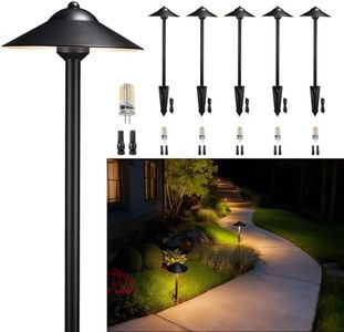 Gardenreet Brass Low Voltage Pathway Lights (9" Shade, 23.5" Tall) - Black 12V Path Light Waterproof, Wired Outdoor LED Landscape Area Lighting for Garden Walkway with 3W 270LM 2700K G4 Bulb (6 Pack)