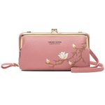 PALAY Crossbody Bags For Women Mobile Purse Cell Phone Pouch With Adjustable Wide Strap Holder Pocket Small Purse Wallets Sling Bag Mini Shoulder Bags For Ladies Girls (Pink)