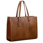 HYATT Leather Accessories Full-Grain Natural Cro Leather Ladies Handbags & Sling Shoulder Tote Bags For Women Laptop Big Size Branded Stylish. Size- L-16 X H-12.5 x W- 4.5 Inches (TAN)