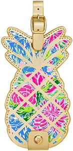 Lilly Pulitzer Women's Leatherette Pineapple Luggage Tag with Durable Strap, Bunny Business