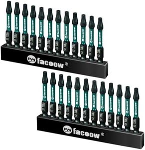 Facoow T25 Torx Bit Set, 24 Pack Torx Bits Set with Magnetic Tips, Star Bits Set S2 Alloy Steel, 2" Long Impact Torque Bit Set