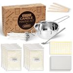 Anbar Candle Making Kit - Supplies Include 480g Soy Wax Flakes, Stainless Steel Heating Jug, Spoon, Centering Wood, Waxed Candle Wicks, Stickers and Magic Paper for Adults, Beginners, Kids
