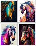 TOCDGOO Horse Wall Art Prints - Watercolor Animal Painting Print - Wild Horse Wall Decor Rustic Typographic Canvas Posters for Bathroom Bedroom Home Decor, 4-Set (8"x10" Unframed) - Horse Wall Decor