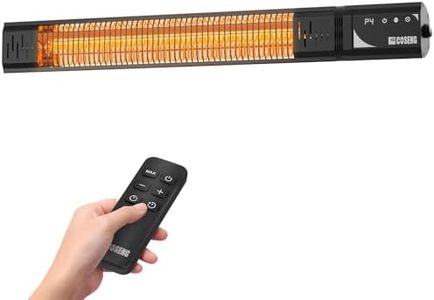 COSENG 1500W Infrared Patio Heater, IP65 Waterproof Outdoor Electric Heater with Remote, 4 Heat Levels, 24H Timer, Memory Function, Fast Heating for Garage, Backyard, Black