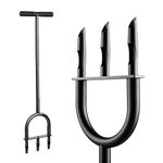 Qsxou Manual Lawn Core Aerator Tool – Heavy Duty Hand Soil Aerator with 3 Hollow Tines, Pre-Assembled Lawn & Garden Plug Remover for Grass Growth