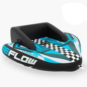 Heavy-Duty Inflatable Towable Booster Tube - Two Person Water Tube Boating Float Tow Raft, Watersports Inflatable Pull Boats/Tubes/Towables w/Foam Seats, PVC Bladder, Handles - SereneLife SLTOWBL20